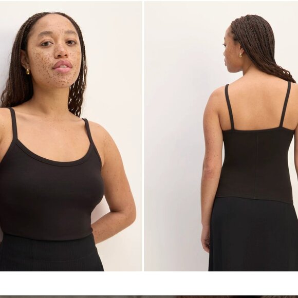 Everlane The Supima® Form Spaghetti Strap Cami | M / Black - Picture 2 of 16